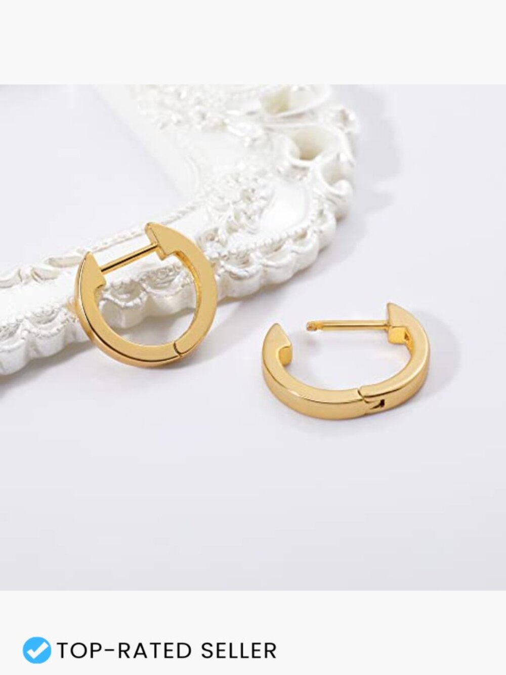 Gold Huggie Hoop Earrings Hypoallergenic Lightweight Women Jewelry - Picture 6 of 7